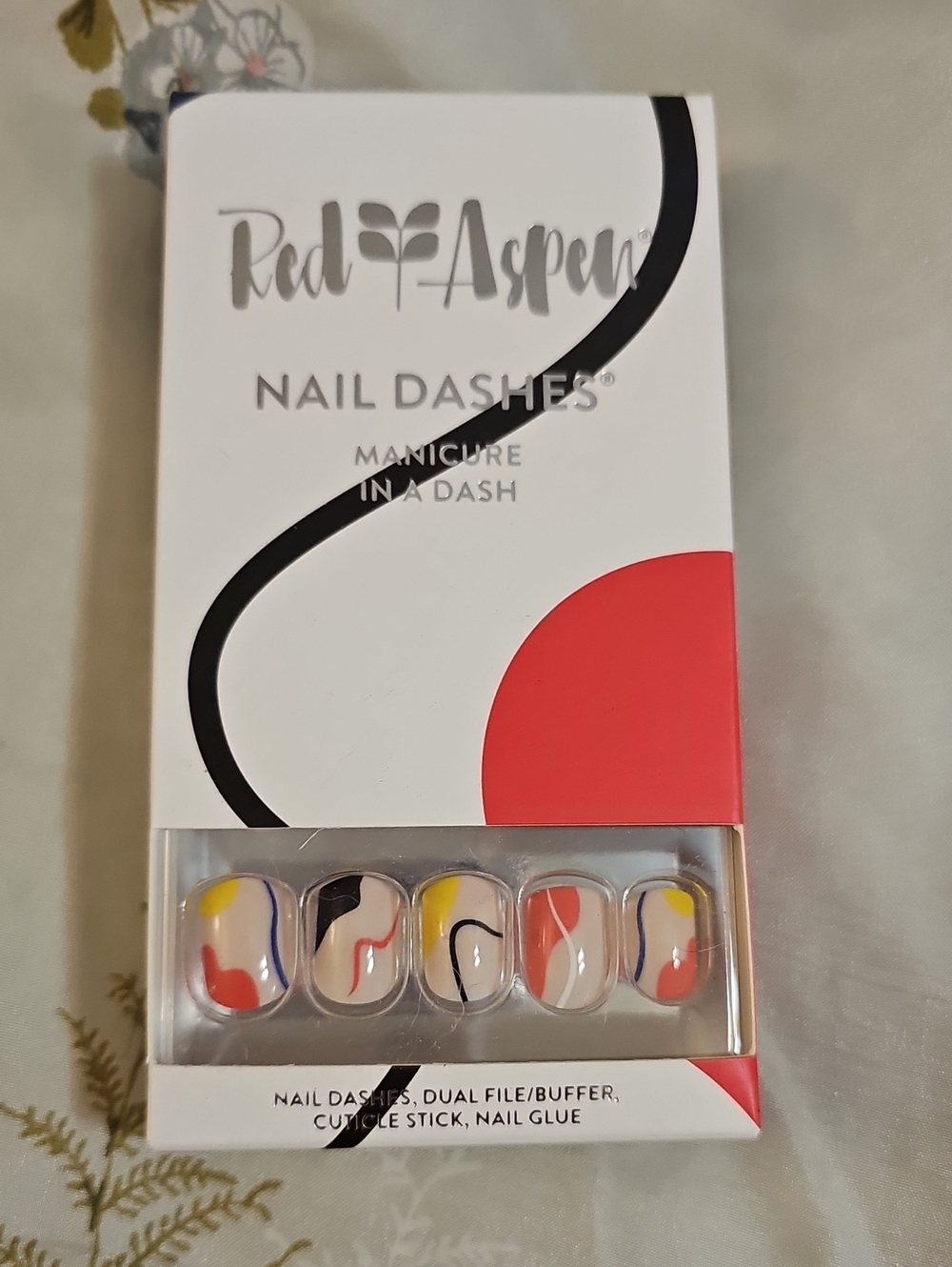 Red Aspen Nail Dashes Colorful Abstract Press-On Nails